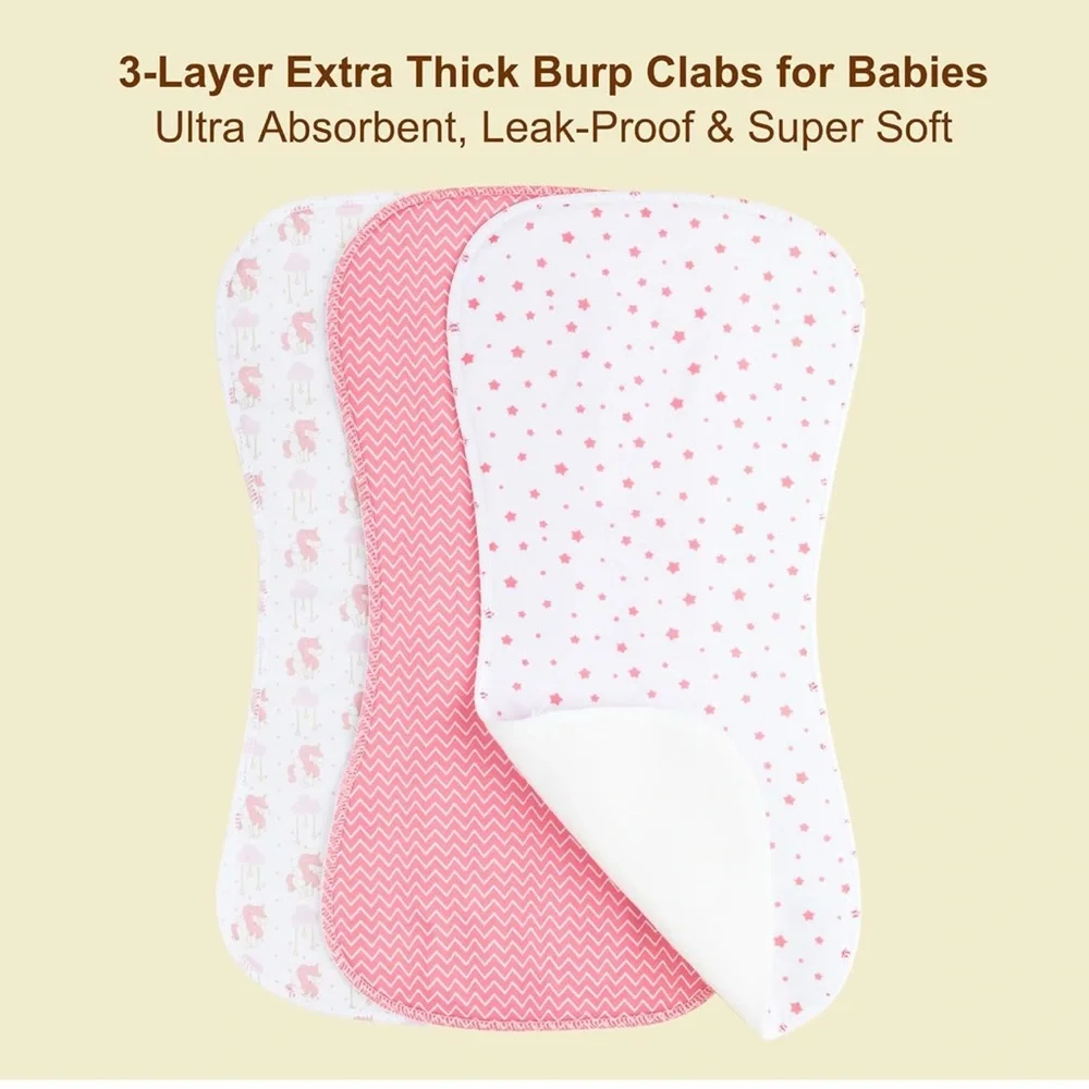 6 Pack Baby Burp Cloth Bibs Set Large Super Absorbent Soft Cotton Burping Cloths